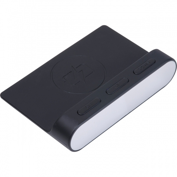 Logo trade liikelahjat mainoslahjat kuva: Herätyskello ja langaton laturi ADELAIDE